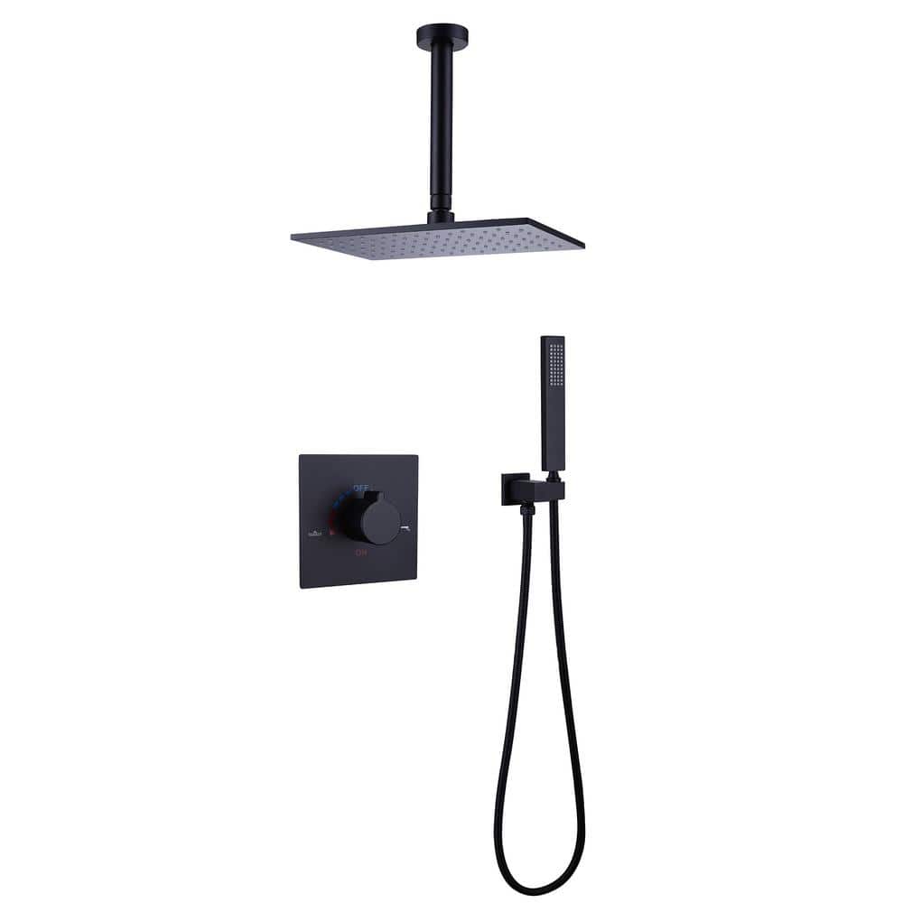 Single Handle 1-Spray Shower Faucet 1.8 GPM with Ceramic Disc Valves Brass Shower System with Hnad Shower in Matte Black price history on PriceWatchPro