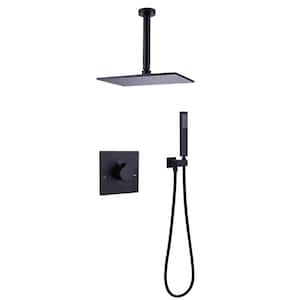 Single Handle 1-Spray Shower Faucet 1.8 GPM with Ceramic Disc Valves Brass Shower System with Hnad Shower in Matte Black