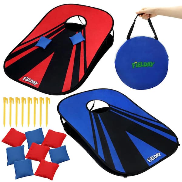 JOYIN Collapsible Portable Red and Blue Corn Hole Boards with 8