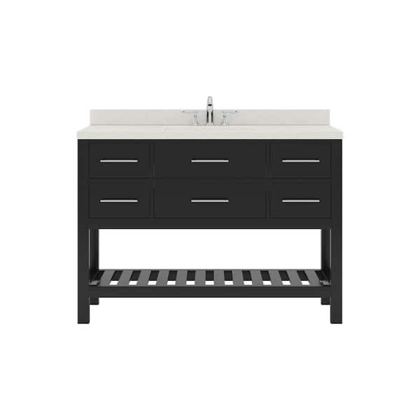 Virtu USA Caroline Estate 48 in. W x 22 in. D x 35 in. H Single Sink Bath Vanity in Espresso with Quartz Top