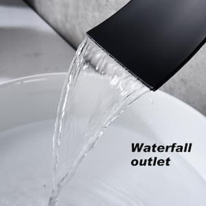 Waterfall Single Handle Wall Mounted Bathroom Faucet in Matte Black