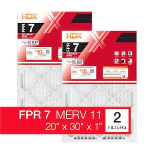 20 in. x 30 in. x 1 in. Allergen Plus Pleated Furnace Air Filter FPR 7, MERV 11 (2-Pack)