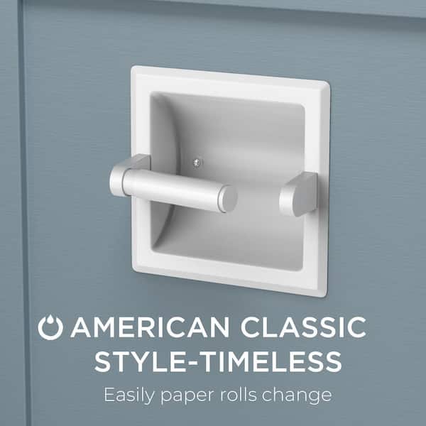 Bathroom Recessed Toilet Paper Holder Wall Mount Rear Mounting Bracket Included White in Bathroom