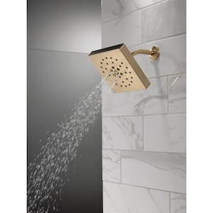 4-Spray Patterns 1.75 GPM 7.69 in. Wall Mount Fixed Shower Head with H2Okinetic in Lumicoat Champagne Bronze