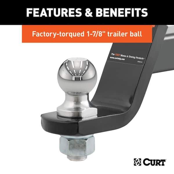 Trailer Hitch Ball Mount 2 Inch Drop 1 7/8 Ball Rated For 3500lbs 