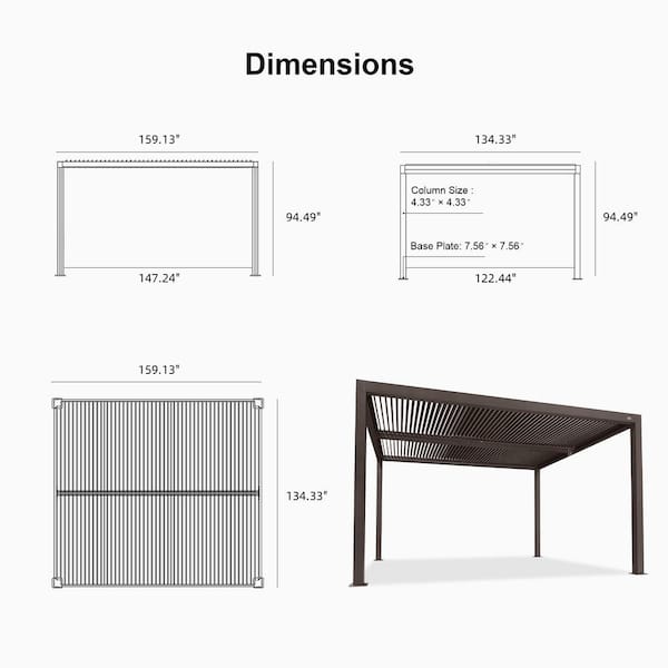 PURPLE LEAF 11 ft. x 13 ft. Bronze Aluminum Frame Outdoor Louvered