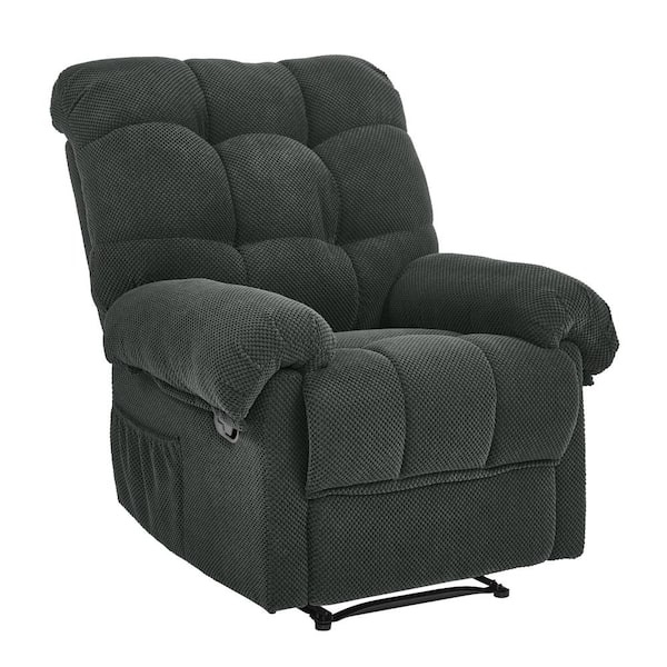 Recliner Chair, Dark Gray Fabric Upholstered Manual Recliner with Footrest, Overstuffed Armchair Ergonomic Lounge Chair