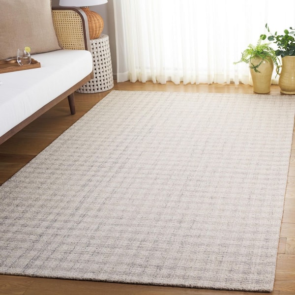 Ebony 5 ft. x 8 ft. Light Gray/Ivory Solid Color Area Rug