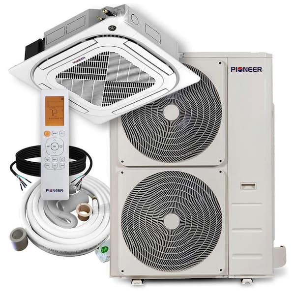 48,000 BTU 4 Ton Ductless Mini-Split 19 SEER 4-Way Ceiling Cassette Air Conditioner with Heat Pump 230-Volt