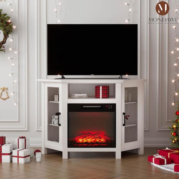 Home depot white fireplace tv stand sales