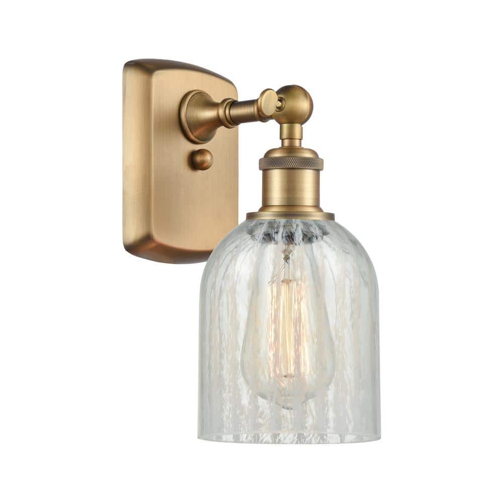 Caledonia 5 in. 1-Light Brushed Brass Wall Sconce with Mouchette Glass Shade -  Innovations, 516-1W-BB-G2511