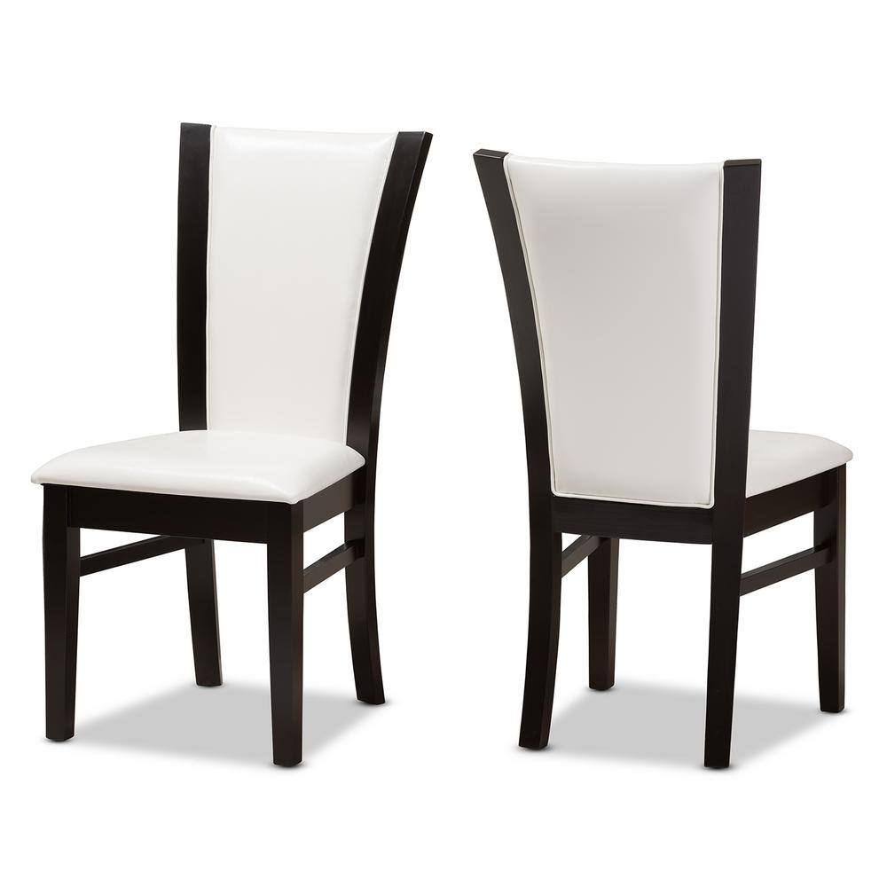 Adley Dark Brown and White Faux Leather 5-Piece Dining Set