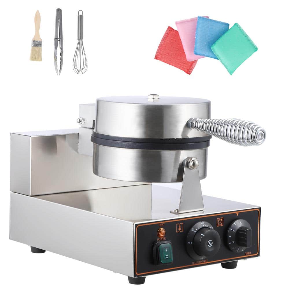 1300-Watt Silver Stainless Steel Belgian Waffle Maker with Adjustable Temperature and Timer