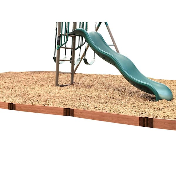 Frame It All Tool-Free Classic Sienna Straight Composite Playground Border Kit 64 ft. - 2 in. Profile