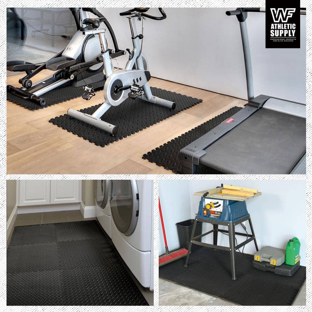 Extra Thick Black Interlocking Exercise Foam Mats, 24 x 24 Inch