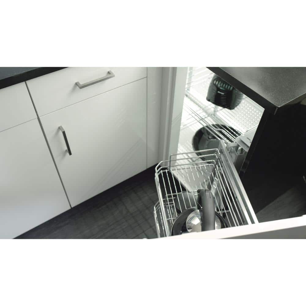 Chrome Blind Corner Organizer with Sliding Hardware