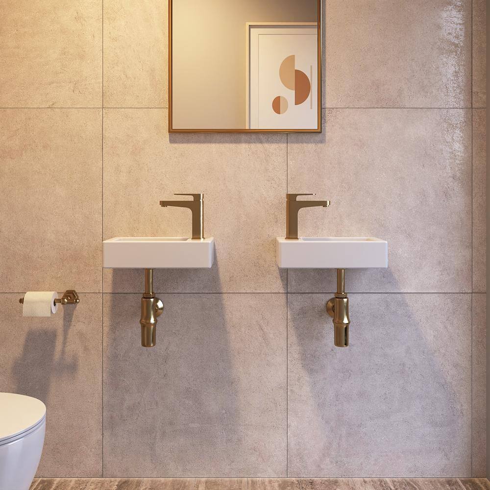 White Ceramic Rectangular Wall-Mount Bathroom Sink