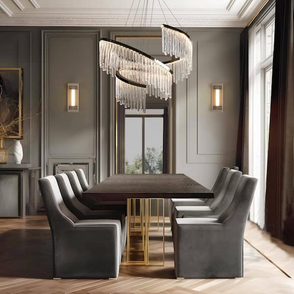 Uranutican 1-Light Integrated LED Plating Chrome Large Spiral Chandelier with Textured Glass Accents