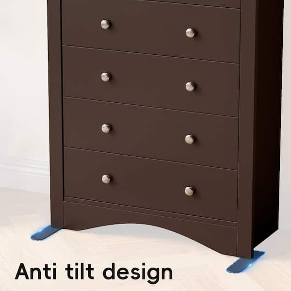 LACOO Creaser 31.4 in. Brown Tall Dressers Chest of Drawers with 5 Drawers  V-WD-0911-BN - The Home Depot