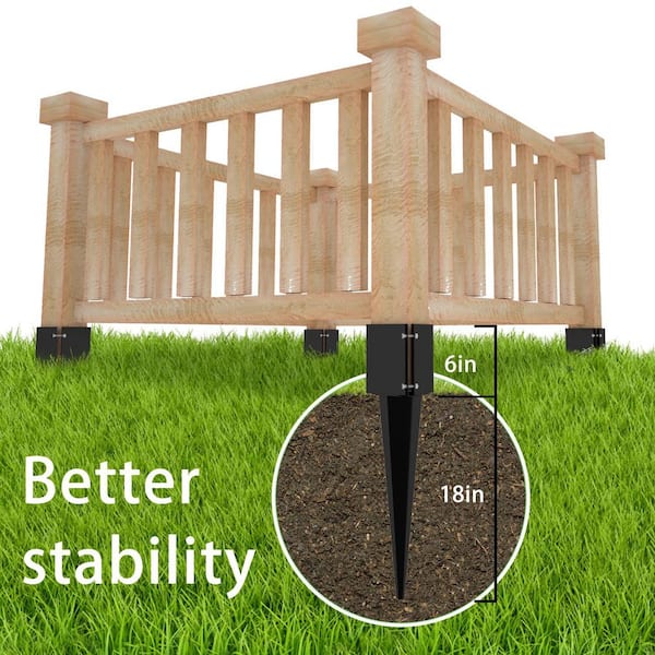 4 in. x 4 in. x 24 in. Metal Fencing End T-Posts Anchor for Patio Yard, Black (4-Pack)