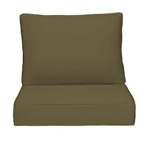 20 in. x 23 in. Outdoor Chair Cushions 2-Piece Deep Seat and Clasped Cushion Set for Patio Furniture in Brown
