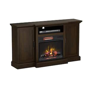 Mattingly 60 in. Freestanding Media Console Electric Fireplace TV Stand in Midnight Cherry