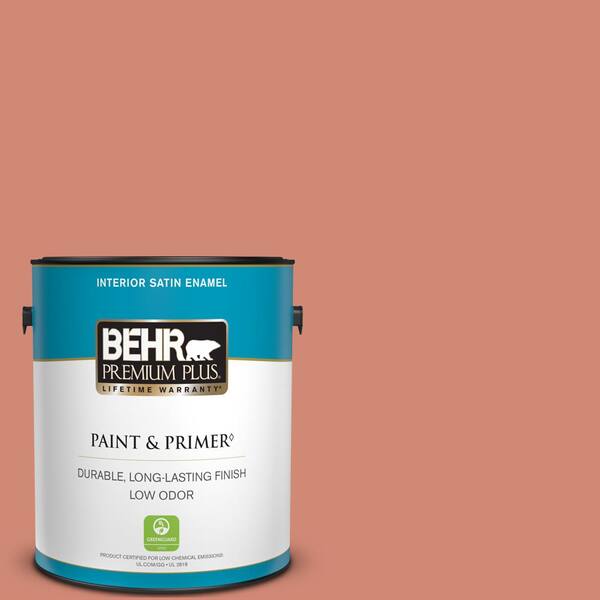 BEHR PREMIUM PLUS 1 gal. Home Decorators Collection #HDC-WR16-02 Rosy Copper Satin Enamel Low Odor Interior Paint & Primer