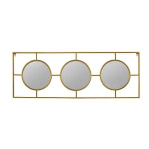43.3 in. W x 15.7 in. H Modern Rectangle Framed Iron Gold Vanity Mirror
