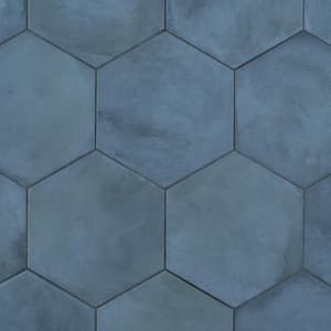 Dash Blue Ocean 8.5 in. x 9.84 in. Matte Hexagon Porcelain Floor and Wall Tile (12.66 sq. ft./Case)