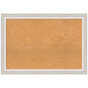 Trio White Wash Silver 40.38 in. x 28.38 in. Framed Corkboard Memo Board