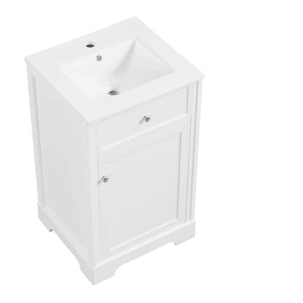 20 in. W x 18 in. D x 34 in. H Freestanding Bath Vanity in White with White Ceramic Top