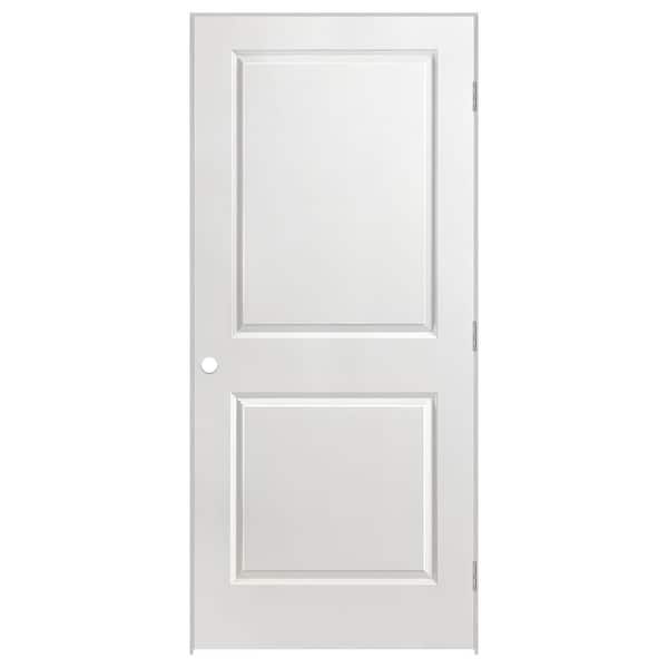 36 in. x 80 in. 2-Panel Square Left-Hand Hollow Primed Composite Molded Single Prehung Interior Door W/Commercial Style