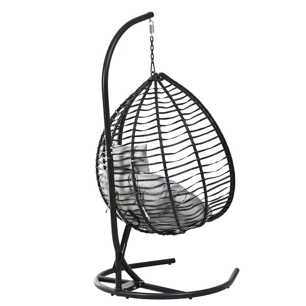 Portable Egg Hammock with Stand Outdoor Swing Chair with Cushion in Black Gray price history on PriceWatchPro