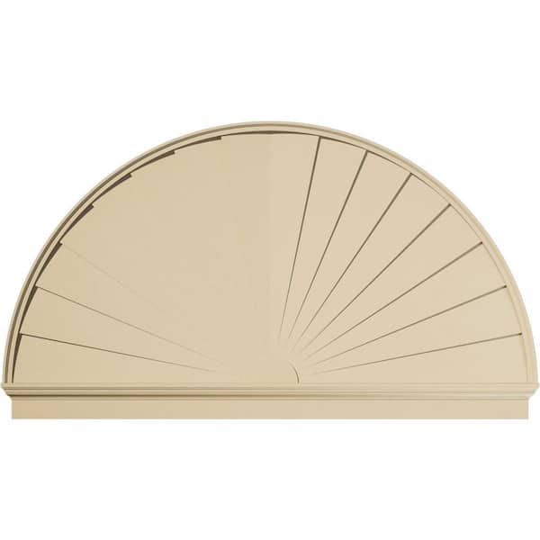86-in W x 49-3/4-in H x 2-3/4-in P Half Round Sunburst Signature Urethane Combination Pediment, Primed Tan