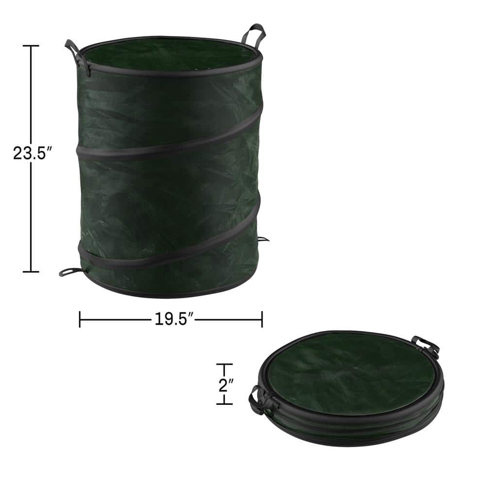 Green Collapsible Polyethylene Outdoor Trash Can with Handles
