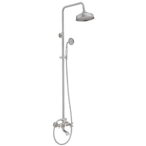 Cross Double Handle 1-Spray Bathroom Outdoor Tub and Shower Faucet 2.5 GPM in. Brushed Nickel (Valve Included)