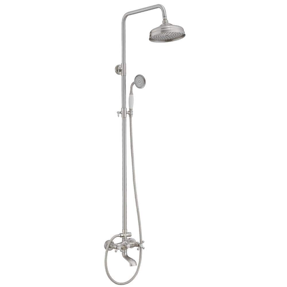 BWE 1Spray Bathroom Outdoor Wall Bar Shower Kit with Tub Faucet and