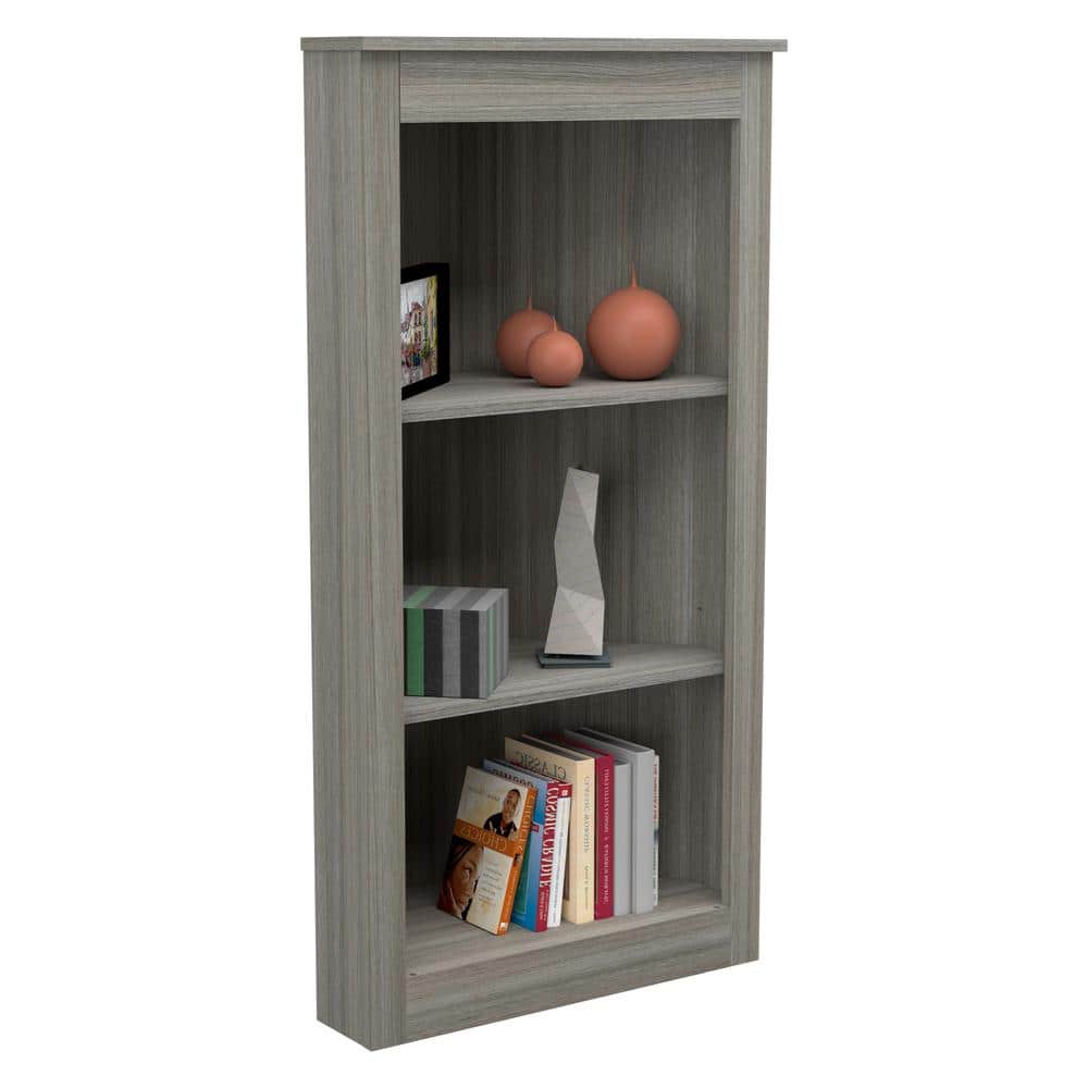 Compact Smoke Oak Corner Bookcase with Durable Melamine Finish