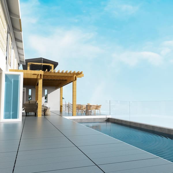 YOFE 1 ft. x 1 ft. All-Weather Waterproof Outdoor Plastic Interlocking Deck Tiles Garage Floor Tiles in Gray (44 Per Case)