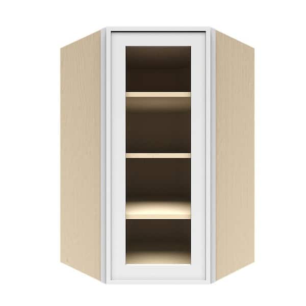Slim Shaker Assembled 24 in. W x 42 in. H x 12 in. D Wall Diagonal Corner Kitchen Cabinet in White