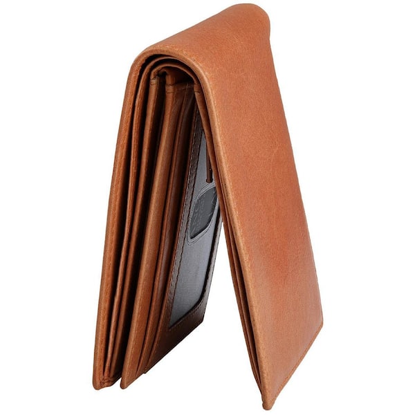 Elegant men's wallet with credit card slots, cognac brown