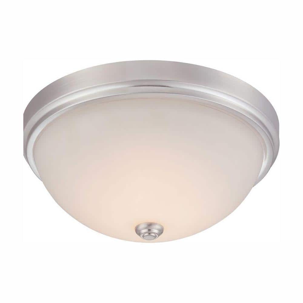 Satin Platinum Hopkins 13" LED Flushmount with Frosted Glass Shade