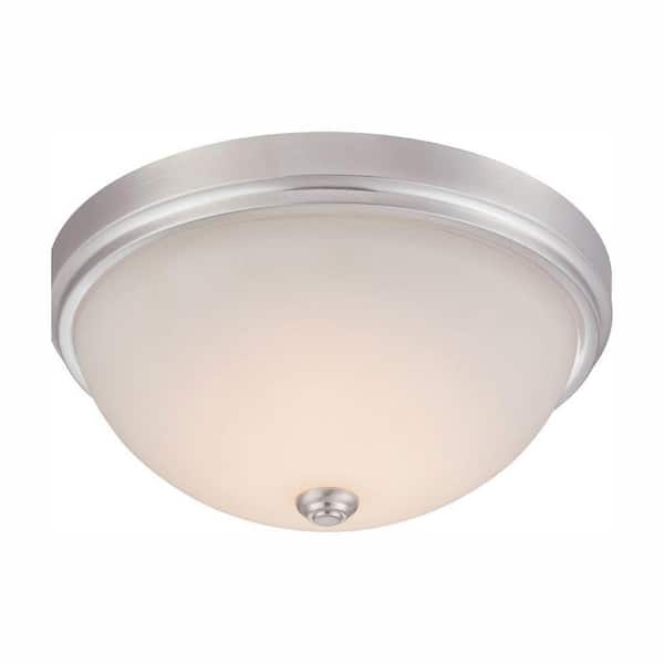 Hopkins 13.25 in. Modern Satin Platinum Dimmable Integrated LED Flush Mount for Kitchens