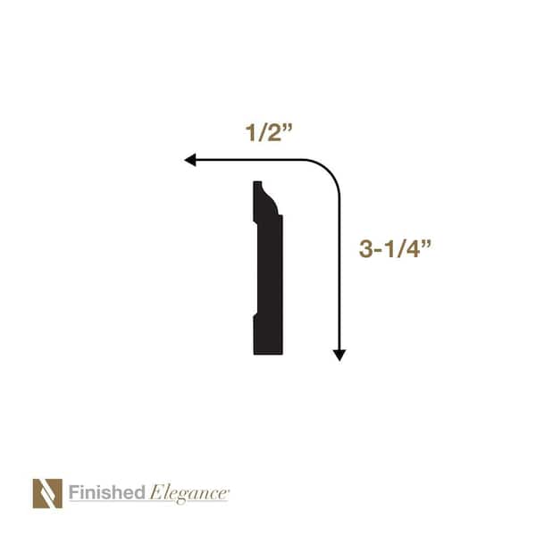 FINISHED ELEGANCE - WM623 1/2 in x 3-1/4 in. MDF Baseboard Molding