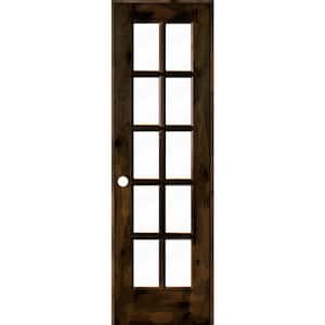 24 in. x 80 in. Knotty Alder Right-Handed 10-Lite Clear Glass Black Stain Wood Single Prehung Interior Door