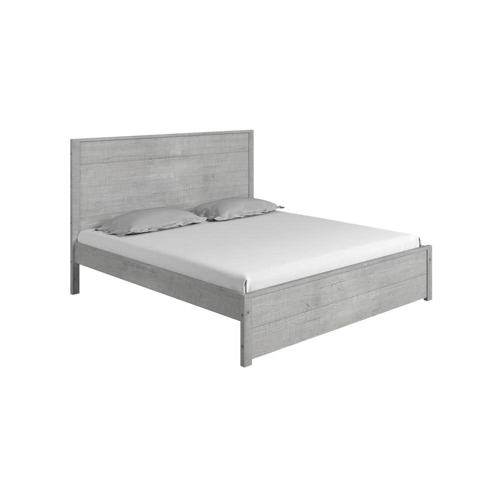 Hampton Driftwood King Size Pine Wood Bed with Headboard