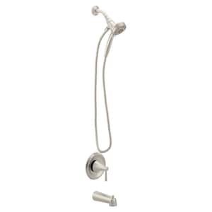Ronan Single Handle 6-Spray Tub and Shower Faucet with 1.75 GPM Magnetix Rain shower in. Brushed Nickel (Valve Included)