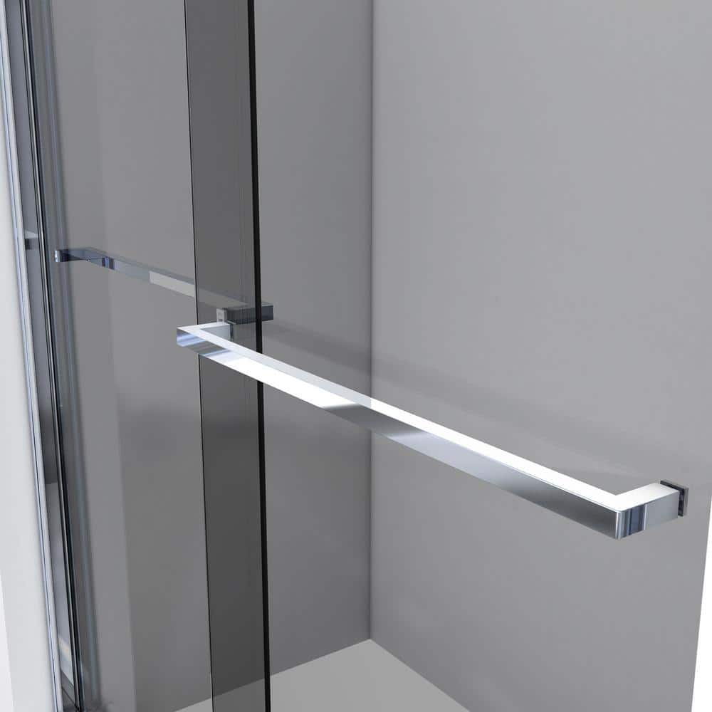 Sapphire Chrome and Smoke Gray Semi-Frameless Sliding Tub Door