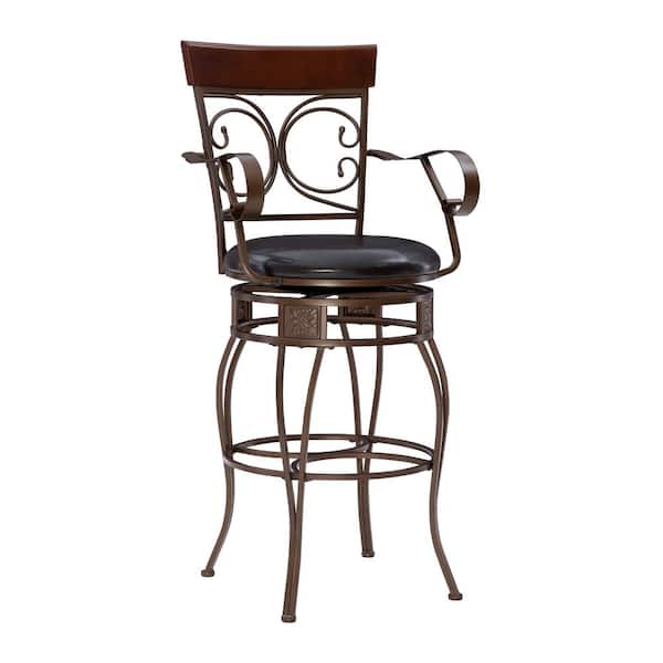Linon Home Decor Labelle 47.75 in. H Dark Bronze Big & Tall Arm Barstool