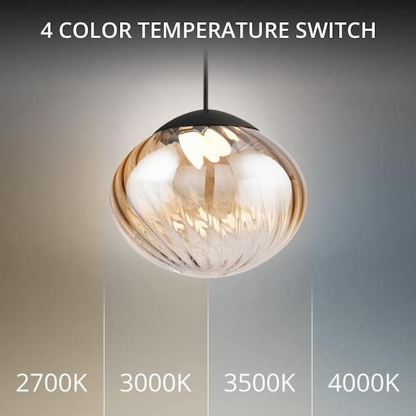 WAC Lighting Swayzey 9 in. 1-Light Black/Amber Glass Indoor Mini